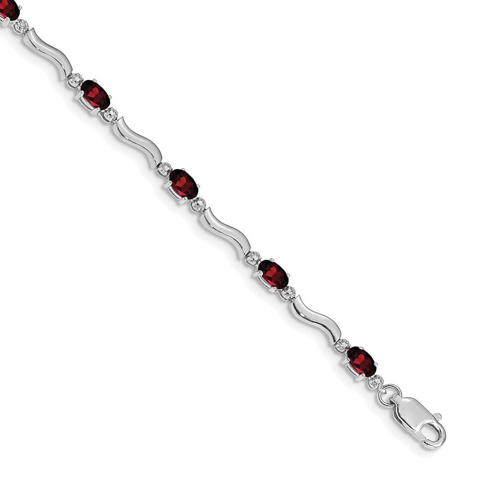 14k White Gold Fancy Diamond & Garnet Bracelet